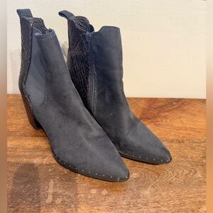 Gray suede and metallic